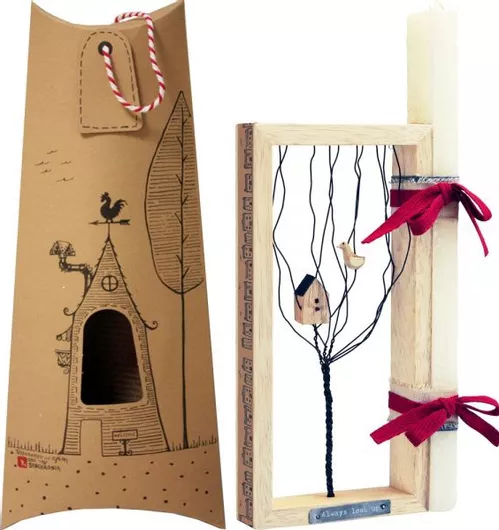 Πασχαλινή Λαμπάδα Synchronia Κάδρο με Δέντρο Κρεμ