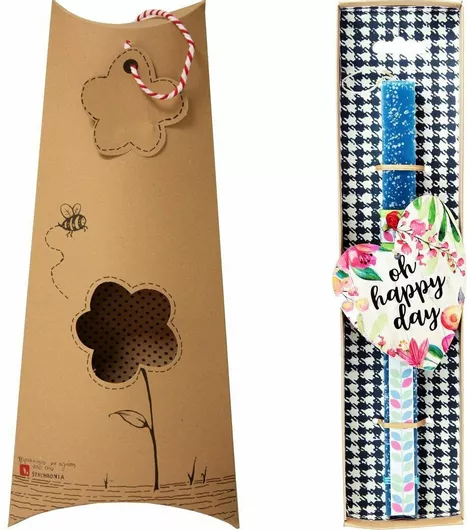 Πασχαλινή Λαμπάδα Synchronia Καρδιά Happy Day Φλοράλ Πετρόλ