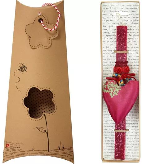 Πασχαλινή Λαμπάδα Synchronia Καρδιά Σάρι Βυσσινί