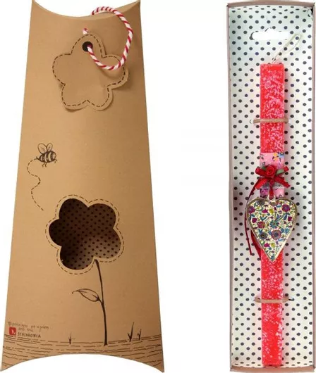 Πασχαλινή Λαμπάδα Synchronia Καρδιά Φλοράλ Κοραλί