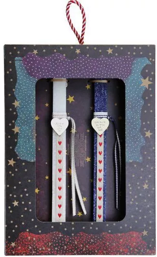 Πασχαλινή Λαμπάδα Synchronia Καρδιά Ζευγάρι All Moon Σετ 2τμχ Λευκό / Μπλε