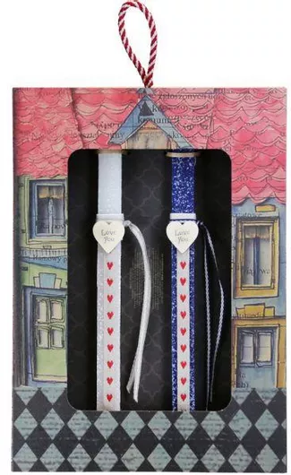 Πασχαλινή Λαμπάδα Synchronia Καρδιά Ζευγάρι Love You Σετ 2τμχ Λευκό / Μπλε