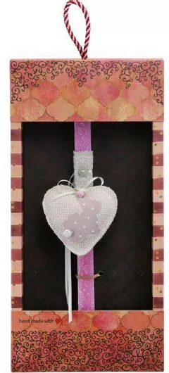 Πασχαλινή Λαμπάδα Synchronia Καρδιά με Κουνελάκι Ροζ