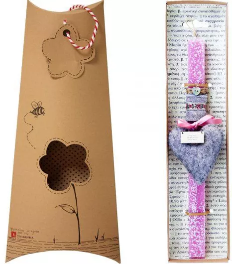 Πασχαλινή Λαμπάδα Synchronia Καρδιά Φελτ Ροζ