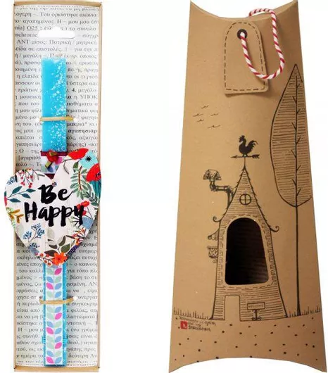 Πασχαλινή Λαμπάδα Synchronia Καρδιά Φλοράλ Be Happy Βεραμάν