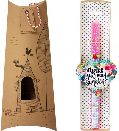 Πασχαλινή Λαμπάδα Synchronia Καρδιά Φλοράλ Sunshine Ροζ