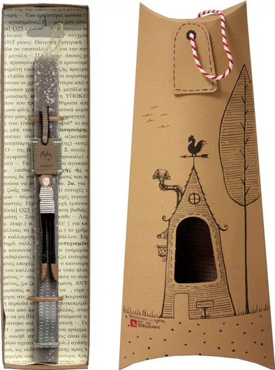 Πασχαλινή Λαμπάδα Synchronia Κούκλα Μανταλάκι Ανοιχτό Γκρι