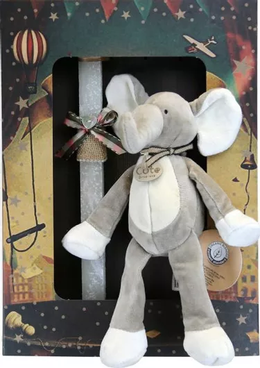 Πασχαλινή Λαμπάδα Synchronia Λούτρινο Ελέφαντας Οργανικό Βαμβάκι Λευκό