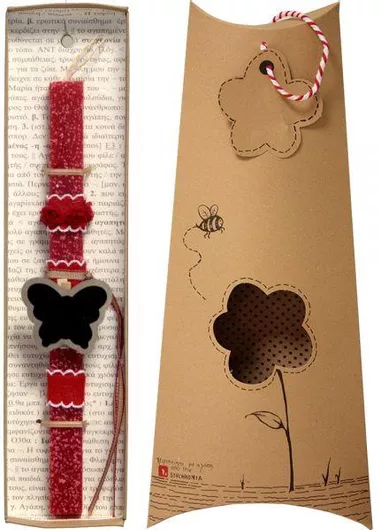 Πασχαλινή Λαμπάδα Synchronia Μαυροπίνακας Πεταλούδα Κόκκινο