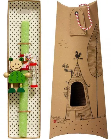 Πασχαλινή Λαμπάδα Synchronia με Βάση Οδοντόβουρτσας Βάτραχος Λαχανί