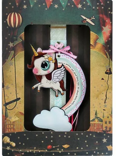 Πασχαλινή Λαμπάδα Synchronia Μονόκερος Rainbow Φτερά Μπεζ