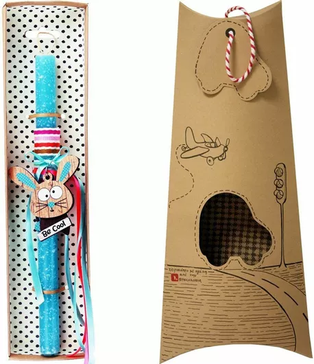 Πασχαλινή Λαμπάδα Synchronia Μπρελόκ Ζωάκι Κούνελος Γαλάζιο