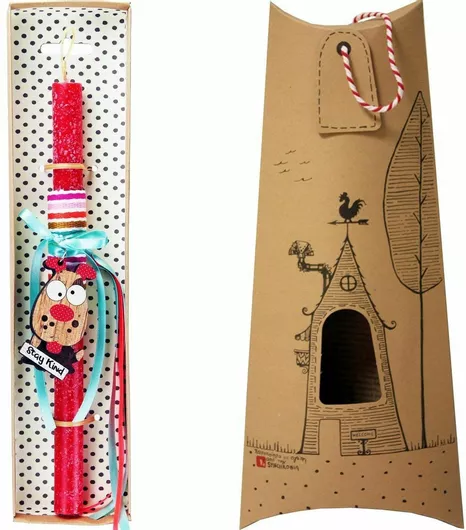 Πασχαλινή Λαμπάδα Synchronia Μπρελόκ Ζωάκι Σκύλος Κόκκινο