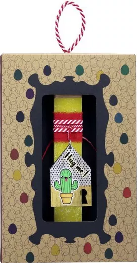 Πασχαλινή Λαμπάδα Synchronia Μπρελόκ Σπίτι Κάκτος Κίτρινο