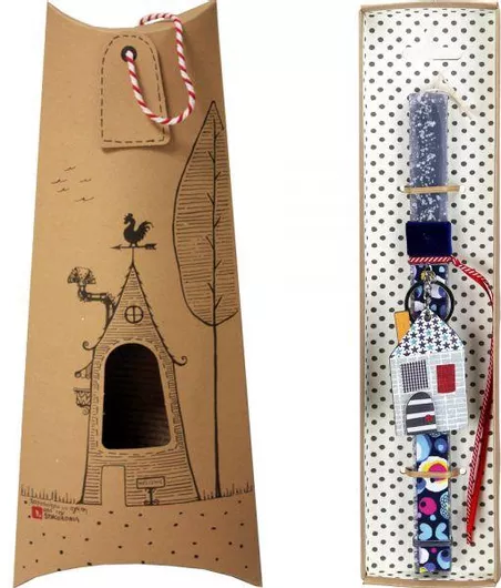 Πασχαλινή Λαμπάδα Synchronia Μπρελόκ Σπίτι Ανοιχτό Γκρι