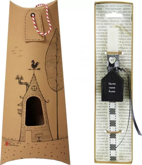 Πασχαλινή Λαμπάδα Synchronia Ξύλινο Σπίτι Home Sweet Λευκό