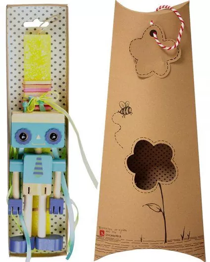 Πασχαλινή Λαμπάδα Synchronia Ξύλινο Ρομπότ Κίτρινο