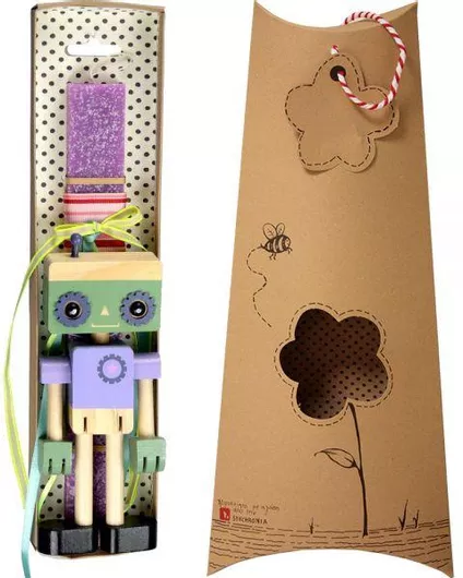 Πασχαλινή Λαμπάδα Synchronia Ξύλινο Ρομπότ Μοβ