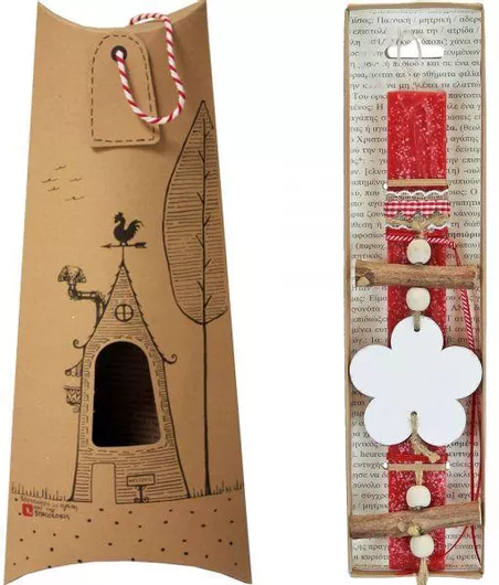 Πασχαλινή Λαμπάδα Synchronia LA23014A με Στολίδι Λουλούδι Ξύλινο Κόκκινο