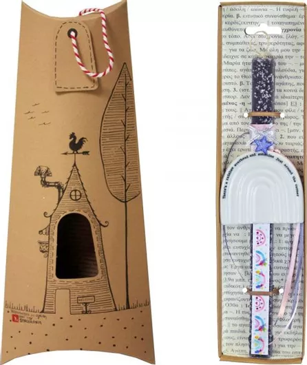 Πασχαλινή Λαμπάδα Synchronia Ουράνιο Τόξο Πορσελάνη Γκρι Ανοιχτό