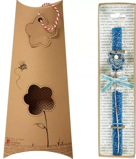 Πασχαλινή Λαμπάδα Synchronia Πλεκτό Λουλούδι Γαλάζιο