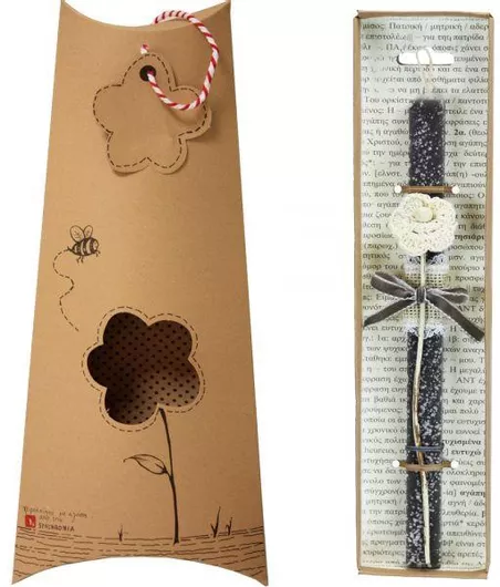 Πασχαλινή Λαμπάδα Synchronia Πλεκτό Λουλούδι Γκρι