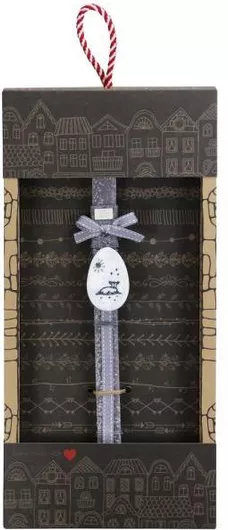 Πασχαλινή Λαμπάδα Synchronia Πορσελάνινο Αυγό Αρνάκι Γκρι