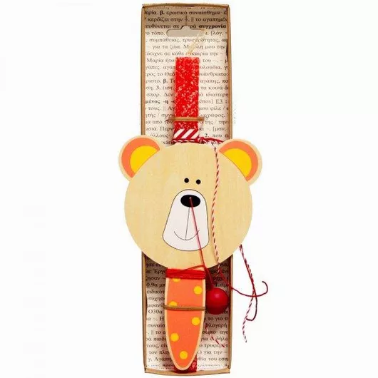 Πασχαλινή Λαμπάδα Synchronia Ρακέτα Ζωάκι Αρκούδος Πορτοκαλί