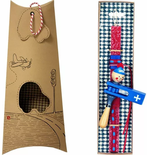 Πασχαλινή Λαμπάδα Synchronia Ροκάνα Ξύλινη Κόκκινο