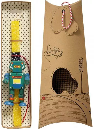 Πασχαλινή Λαμπάδα Synchronia Ρομπότ Ξύλινο Κίτρινο