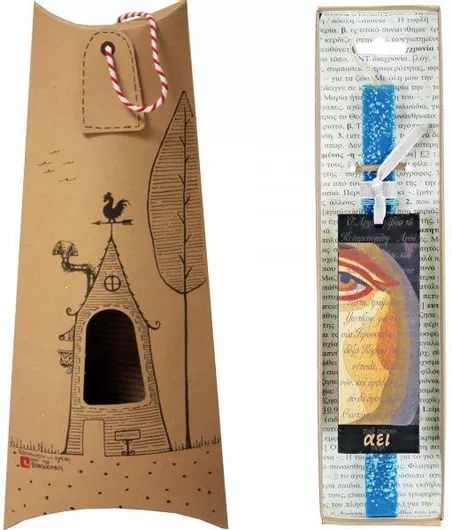 Πασχαλινή Λαμπάδα Synchronia LA23030C με Σελιδοδείκτη Αγιογραφία Γαλάζιο