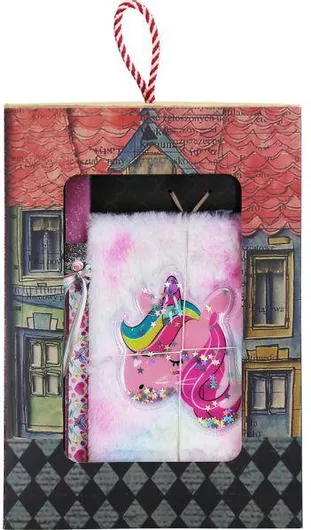 Πασχαλινή Λαμπάδα Synchronia Σετ με Τετράδιο Λούτρινο Μονόκερος Αστέρια Ροζ