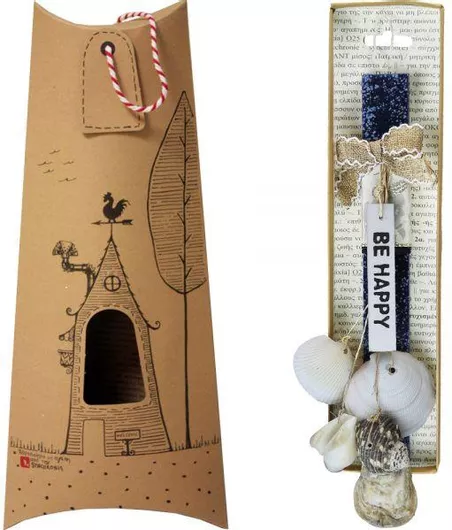 Πασχαλινή Λαμπάδα Synchronia LA23016B με Διακοσμητικά Κοχύλια Be Happy Μπλε