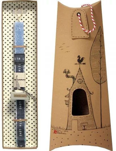 Πασχαλινή Λαμπάδα Synchronia Σύνθεση Ξύλινη Καραβάκι Γαλάζιο