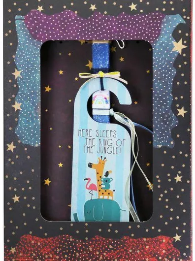 Πασχαλινή Λαμπάδα Synchronia LA23015F με Ταμπέλα Πόρτας Ζούγκλα Μπλε