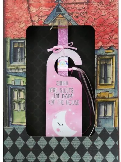 Πασχαλινή Λαμπάδα Synchronia LA23015C με Ταμπέλα Πόρτας Φεγγάρι Ροζ