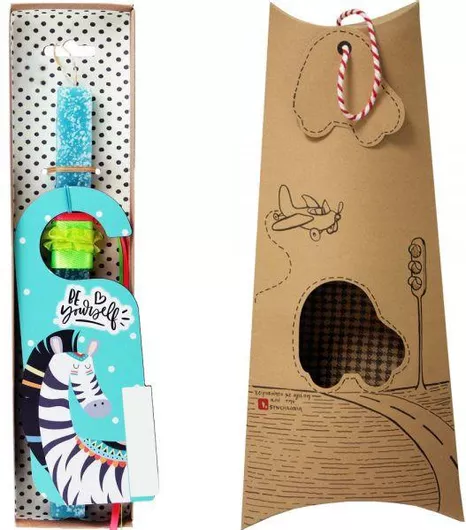 Πασχαλινή Λαμπάδα Synchronia Ταμπέλα Πόρτας Ζέμπρα Γαλάζιο