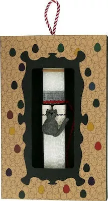 Πασχαλινή Λαμπάδα Synchronia Τετράγωνη με Γατούλα 20cm Λευκό