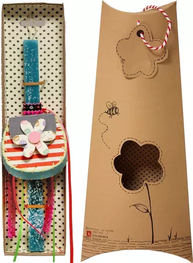 Πασχαλινή Λαμπάδα Synchronia Τσαντάκι με Λουλούδι Πετρόλ