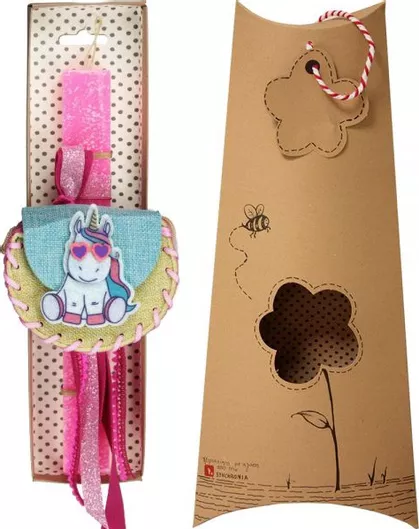 Πασχαλινή Λαμπάδα Synchronia Τσαντάκι Μονόκερος Ροζ