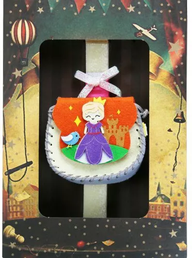 Πασχαλινή Λαμπάδα Synchronia LA23020C μεΤσαντάκι Πριγκίπισσα Κρεμ