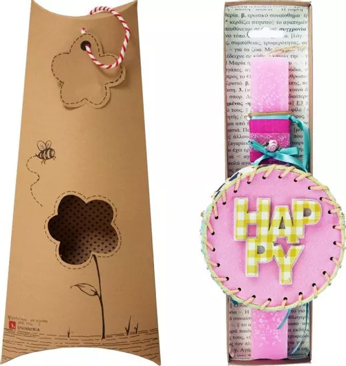 Πασχαλινή Λαμπάδα Synchronia Τσαντάκι Στρόγγυλο Ροζ