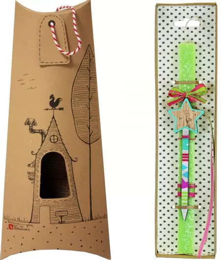 Πασχαλινή Λαμπάδα Synchronia LA23029A με Φουρκέτα Αστέρι Λαχανί