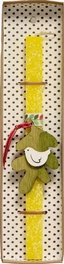 Πασχαλινή Λαμπάδα Synchronia Φύλλο με Πουλάκι Κίτρινο