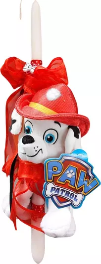 Πασχαλινή Λαμπάδα με Λούτρινο Marshall Paw Patrol 19cm Λευκό