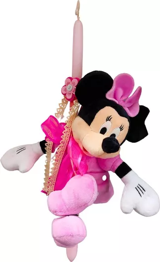 Πασχαλινή Λαμπάδα με Λούτρινο Minnie Mouse 30cm Ροζ