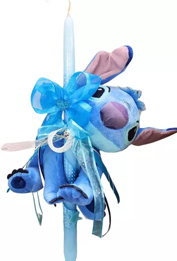 Πασχαλινή Λαμπάδα με Λούτρινο Stitch με Ήχο 20cm Γαλάζιο
