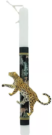 Πασχαλινή Λαμπάδα Χειροποίητη Αφρικανική Λεοπάρδαλη Λευκό