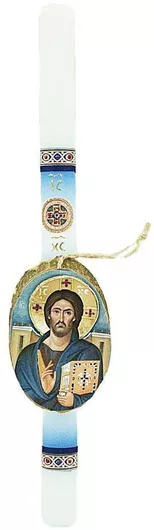 Πασχαλινή Λαμπάδα Χειροποίητη Χριστός Κορμός Λευκό