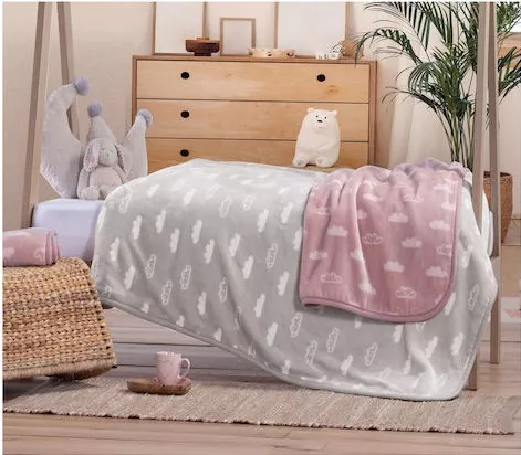 Βρεφική Κουβέρτα Nef Nef Αγκαλιάς & Λίκνου Βελουτέ 75x100cm Γκρι